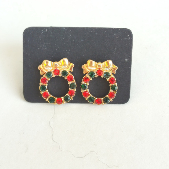 5/$25 Stocking Stuffer Sale Christmas Earrings WREATH Christmas Earrings HOLIDAY - Picture 1 of 8
